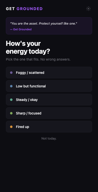 Get Grounded extension — energy check-in
