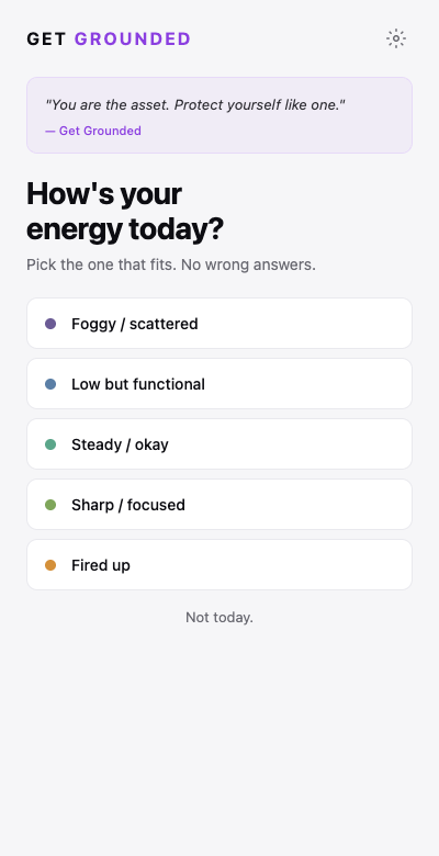 Get Grounded extension — energy check-in